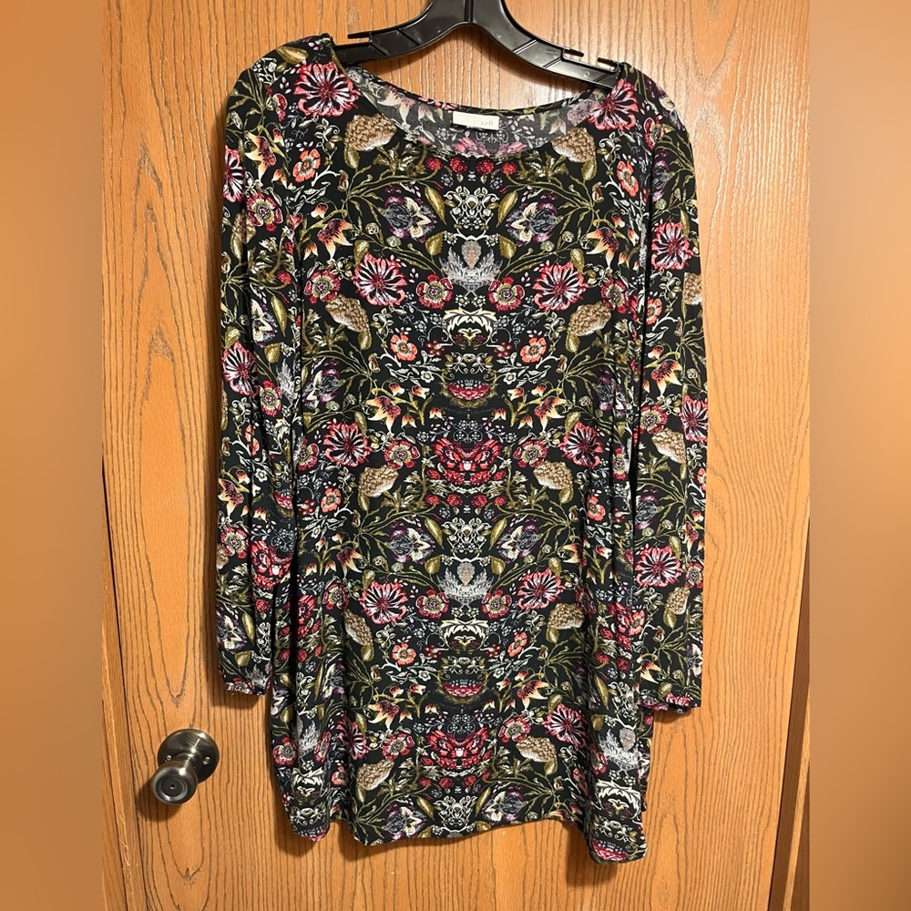 EUC J. Jill Tunic Top Floral Long Sleeves
